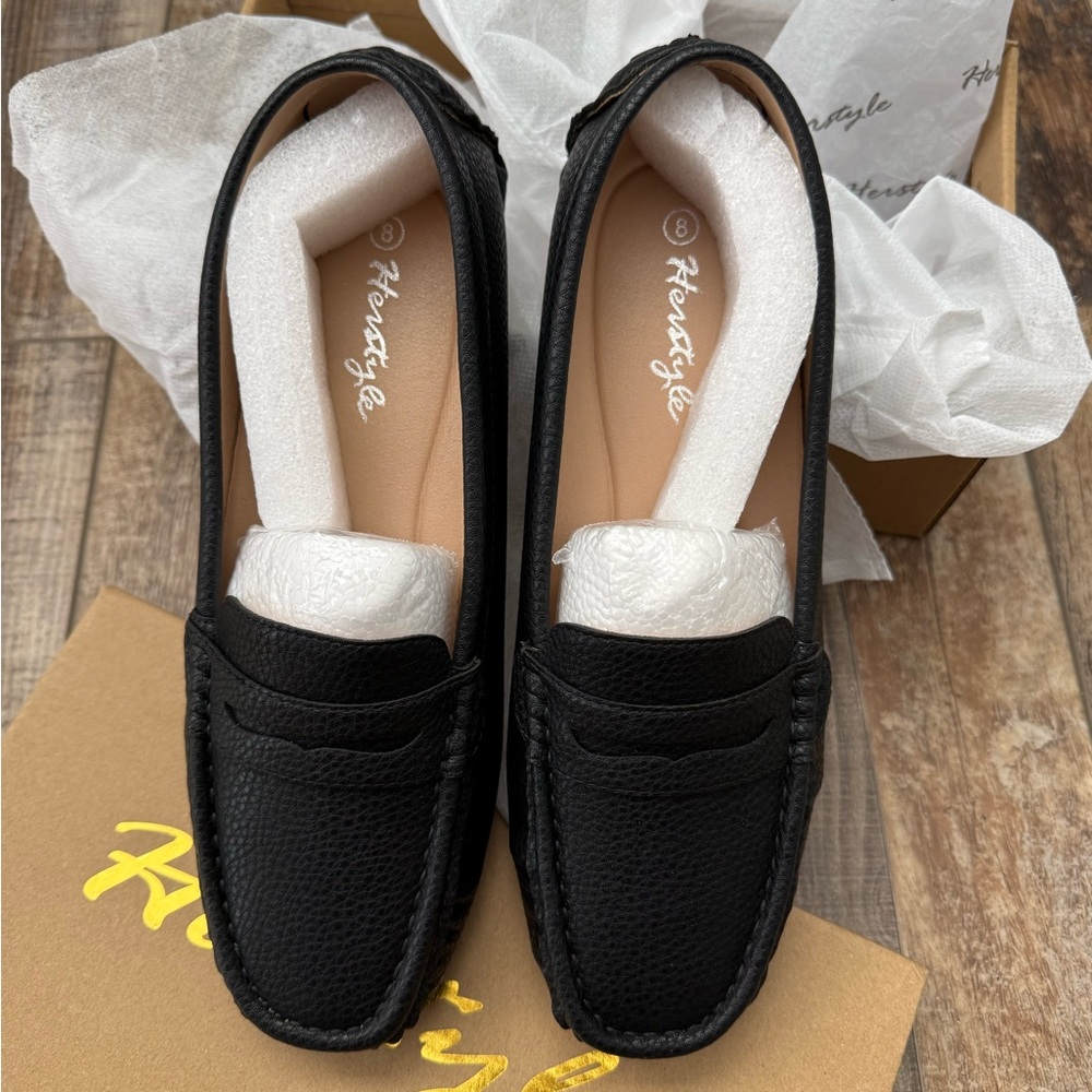 Black Loafers for Women size 8.5 penny loafers cushion flats perfect for work - Picture 2 of 7